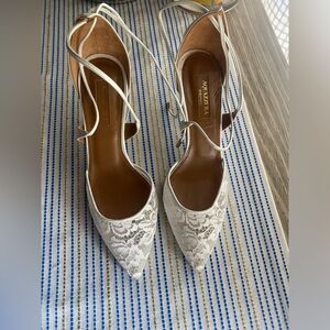 Aquazzura medium heel leather and lace shoes size 35.5